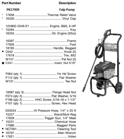 Water Driver WGVB2122 Pressure Washer Parts